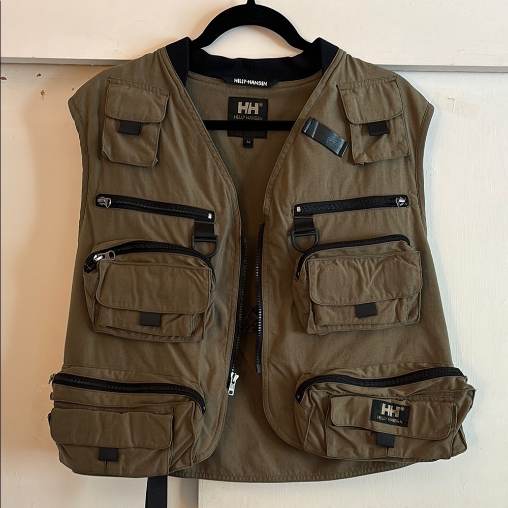 Olive Utility Vest with Multiple Pockets